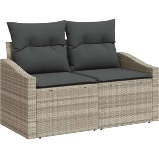 vidaXL Gartensofa mit Kissen Grau 123 x 62 x 69cm Poly-Rattan - Grau