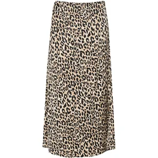 Kaffe Midirock Damen Braun/Schwarz Leo Print 44
