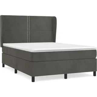 vidaXL Boxspringbett mit Matratze Dunkelgrau 140x190 cm Samt - Grau