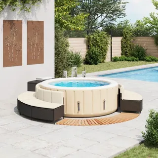 vidaXL Whirlpool-Umrandung Schwarz Poly-Rattan und Massivholz Akazie - Schwarz
