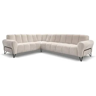 beautysofa Eckcouch Polyester 295 cm 3-Sitzer Beige