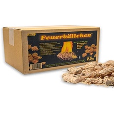 Bild Feuerbällchen, Grillanzünder, Kaminanzünder, Anzündhilfe (Ökologische Anzündwolle aus Naturprodukten, zum Anzünden der Grillkohle, Lagerfeuers oder Kamins) 2,5 kg Schachtel
