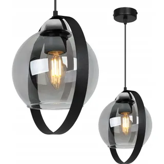 Deckenlampe Hängelampe Kronleuchter Loft elegant schwarz Ring mit Kugeln