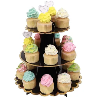 MengH-SHOP Tortenständer 3 Etagen Cupcake Ständer Muffin Ständer aus Karton für Hochzeit Party Geburtstag Baby Duschen Kuchen Dessert Torten Etagere