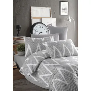 Nuit Des Rêves Single XL Quilt Cover Set (155 x 200 cm), Grey & White, 65% Cotton/35% Polyester | Machine Washable, 120 Thread Count, Button & Envelope Closure
