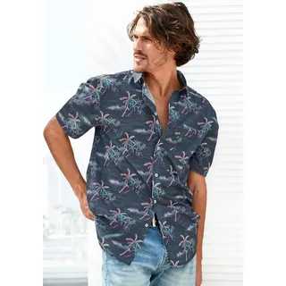 Beachtime Hawaiihemd "- sommerliches Hemd mit tollem Palmen Druck", Kurzarm, Freizeithemd mit Palmenprint, reine Baumwolle, navy, bedruckt