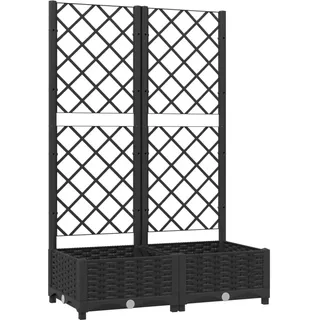 vidaXL Pflanzkübel mit Rankgitter Blumenkübel Pflanzkasten Blumentopf Blumenkasten Rankhilfe Spalier Gartenspalier Schwarz 80x40x121,5cm PP