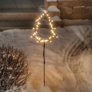 esotec Solar Gartenstecker Weihnachtsbaum, 3 Höhen, 60 LEDs warmweiß 103404 - Schwarz