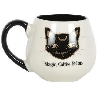 Something Different Wholesale Magic & Cats Halloween Tasse - Gothic Witches Brew Keramiktasse für Erwachsene - Süße Schwarz-Weiß-Katzen-Kaffeetasse - Ausgefallene Katzentasse