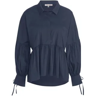 Hemdbluse ALBA MODA "Bluse Bluse", Damen, Gr. 40, blau (marine), Obermaterial: 73% Baumwolle CO. 23% Polyamid PA. 4% Elasthan EL., Modern, Blusen Hemdbluse