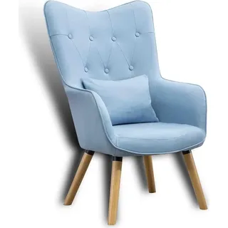 Fernsehsessel Relaxsessel Sessel mit Kissen Lese Stoff Polsterstuhl Blau - Blau