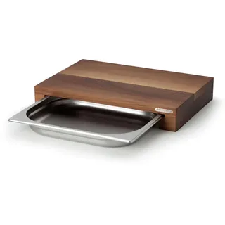 Continenta Schneidebrett Walnuss mit Edelstahl-Schublade 39 x 27 cm Braun