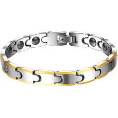 JewelryWe Schmuck Wolframcarbid Gesundheit Magnet Armband für Herren Damen Magnetarmband Armreif Link Armkette Geschenke für Männer Gold Silber