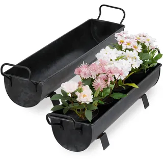 Relaxdays Blumenkasten Dachrinne 2er Set 40 x 15 x 18 cm Anthrazit