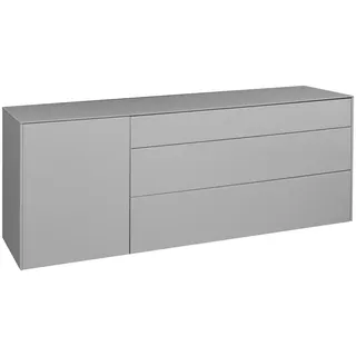 Novel Lowboard , Hellgrau , Kunststoff , 1 Fächer , 1 Schublade(n) Schubladen , 169x63x42 cm , DIN EN ISO 9001 , Beimöbel erhältlich, stehend, hängend, Abdeckplatte aus Glas , Wohnzimmer, TV Möbel, Lowboards, Lowboards stehend