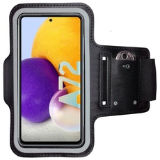 CoverKingz Sportarmband für Samsung Galaxy A72 5G - Armtasche mit Schlüsselfach Oberarm Halterung - Sport Laufarmband Handy Armband Schwarz
