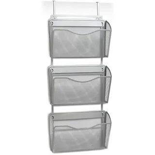 Zeller Wand/Tür-Magazinhalter, Mesh, Metall, grau, 35.5x9x85.5 cm, 17755