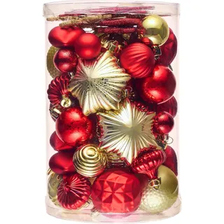 Valery Madelyn 60 stück Weihnachtskugeln für Weihnachtsdeko,Rot Gold Christbaumkugeln Set Weihnachtskugel Bruchsicher,Weihnachtsbaumschmuck Christbaumschmuck mit Aufhänger,Deko Weihnachten