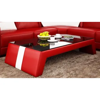 Couchtisch Leder Design Glastisch Glas JVmoebel - Rot