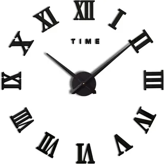 ZELURXX Vintage-Wanduhr, 70–120 cm, römische Ziffern, Retro Industriedesign, 47 Zoll, springende Sekunde, Acryl, für Wohnzimmer, Schlafzimmer, Schwarz - Schwarz