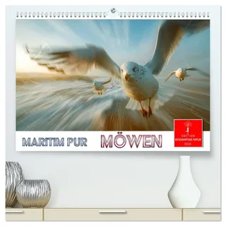 Maritim pur - Möwen (hochwertiger Premium Wandkalender 2026 DIN A2 quer), Kunstdruck in Hochglanz: Unverkennbare Meeresvögel mit besonderem Charme. (CALVENDO Tiere)