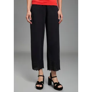 Culotte LAURA SCOTT, Damen, Gr. 52, N-Gr, schwarz, Single Jersey, Obermaterial: 95% Baumwolle, 5% Elasthan, bestickt, unifarben, normal wadenlang, Hosen Culotte, wadenlange Schnittform, weite Beinform, aus Baumwolle und Elasthan, Topseller