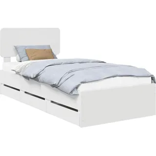 vidaXL Bettrahmen mit Schubladen Weiß 90 x 200 cm Holzwerkstoff - Weiß