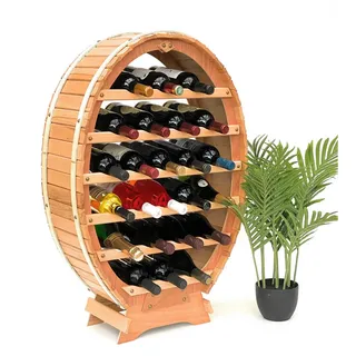 DanDiBo Weinregal Weinfass für 24 Flaschen Natur Holz Stehend , 62x90x24 cm , Weinregale