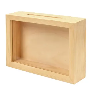 Wooden World - Spardose Bilderrahmen Holz Dekorative Sparbox Horizontal 21x16x4 cm