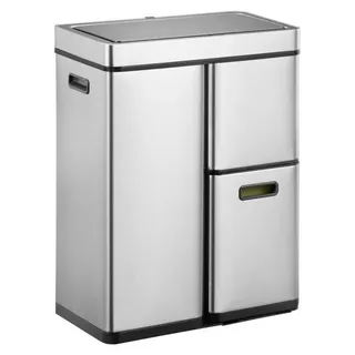 EKO - Mirage Plus Recycler Sensor Abfalleimer 30+15+15 Liter - Stainless steel Plastic - Matt Edelstahl - Silber