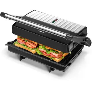 Aigostar Kontaktgrill 1000W, Antihaftbeschichtung, 180° öffenbar, BPA-frei | Panini Grill und Sandwichmaker, Klein & Kompakt mit vertikaler Aufbewahrung, für Steaks, Fleisch & Gemüse | York Pro