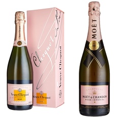 Veuve Clicquot Rosé Champagner mit Geschenkverpackung (1 x 0.75 l) & Moët & Chandon Brut Rosé Impérial Champagne (1 x 0.75 l)