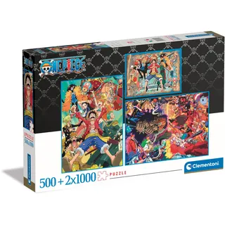 Clementoni One Piece Film Red Puzzle 2x1000Teile + 500 Teile - Legespiel für Manga & Anime Fans - Für Erwachsene und Kinder ab 9 Jahren, 80689