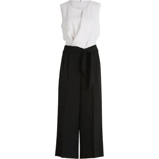 Jumpsuit BETTY & CO "Jumpsuit ohne Arm", Damen, Gr. 46, EURO, schwarz (patch schwarz, cream), Obermaterial: 100% Polyester PES., Overalls Jumpsuit