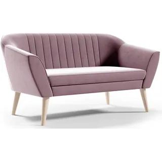 GUTTO Sofa 2 Sitzer -- SUZI -- Rosa Sitzbank Samt Holzfüße Schnelle Lieferung skandinavischer Stil - schöne Steppung - Rosa