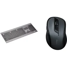 Rapoo E9270P kabellose Tastatur wireless Keyboard ultraflaches 4 mm Tastaturdesign aus Edelstahl - schwarz & M500 Silent kabellose Maus wireless Mouse 1600 DPI Sensor - schwarz