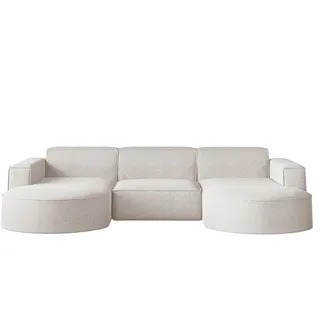 Kaiser Möbel Ecksofa U-Form Modena Studio Stoff Verita Ecru , Holz , 299x165 cm , Wohnzimmer, Sofas & Couches, Wohnlandschaften, Ecksofas