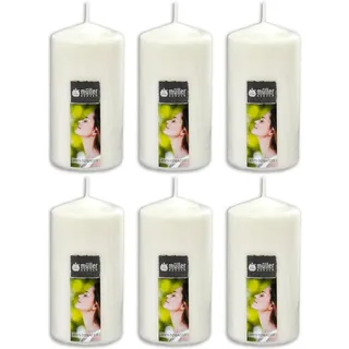 6er Set Müller Duftstumpenkerze 130 x 65 mm, Anti Tabacco, Weiss, Wachskerzen
