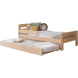 MID.YOU Ausziehbett, Natur, Holz, Kiefer, massiv, Höhe ca. 18 cm, 90x200 cm, Bettkasten, für Rollrost geeignet, in verschiedenen Größen erhältlich, Kinder- & Jugendzimmer, Kindermöbel, Kinderbetten, Ausziehbetten