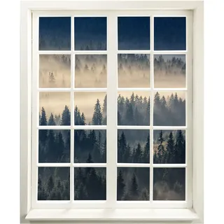 Wandtattoo - Fenster mit Aussicht "Nebelwald" 99 x 120 cm (BxH) - Wandaufkleber - Wandsticker
