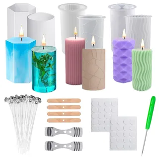HIQE-FL Kerzenform Bubble Kerzen Kit,6 Stück Kerzenformen zum Gießen,Bubble Kerzenform,Silikonformen Kerzen,Kerzen Formen Silikon,für DIY Aromatherapie Kerzen Herstellung Supplies,BPA-Frei