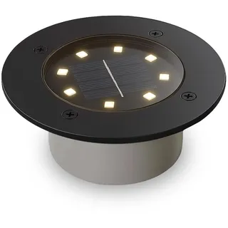 Solar LED Bodeneinbaustrahler 3000K IP65 für außen in Schwarz Ø12cm