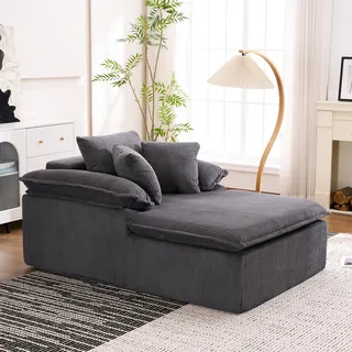 MODFU Hohes Schlafsofa Liegesofa aus Schaumstoff, Tagesbett Lese-Liegesofa keine Montage,Loungesofa mit breiten Armlehnen,Grau - Grau