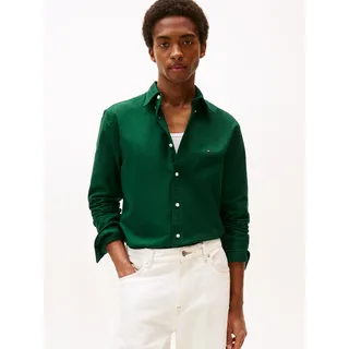 Langarmhemd TOMMY HILFIGER "SOLID HERITAGE OXFORD Regular Fit SHIRT", Herren, Gr. XXL, N-Gr, ornamental grün, ornamental grün solid, Web, Obermaterial: 100% Baumwolle, Hemden Langarmhemd