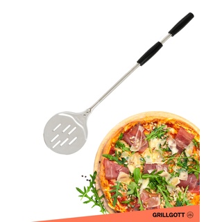 GrillGott Pizzawender Perforiert– Pizzaschaufel – Pizza Schaufel aus Metall – Aluminium Pizzawender mit Kunststoffgriff (80 cm lang) - Pizza Wender für den Grill & Backofen