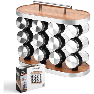 Melody Gewürzregal Set - Universal Küchen-Organizer | Gewürzständer mit 12 Gewürzgläsern | Gewürze Aufbewahrung für Schrank und Schublade | Spice Rack, Pantry Organizer