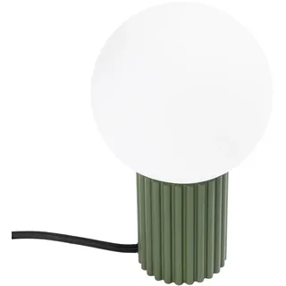 Licht-Erlebnisse Tischlampe Delor G9 Kugel Glas 19 cm Olivgrün Nachttisch