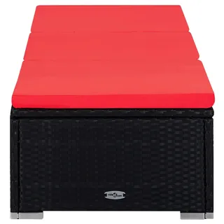 VidaXL 3057667, Lounge, Gepolsterter Sitz, Polyester, Polyrattan, Stahl, Schwarz, Rot, 600 mm, 1950 mm - Schwarz, Rot