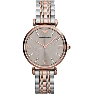 Emporio Armani AR1840 GIANNI T-BAR Uhr Damenuhr Edelstahl Bicolor - Rosa