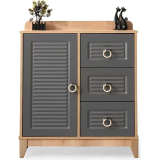 Kommode in Kinderzimmer Modern Elegante Kommode Holz Grau Möbel Design - Grau